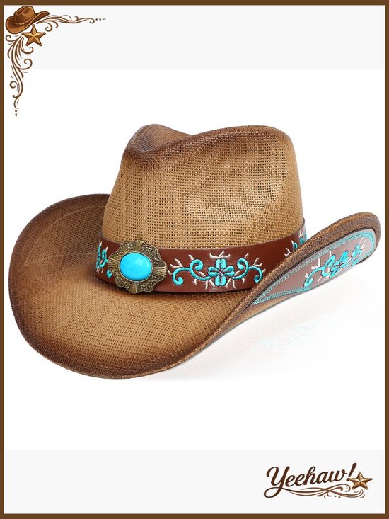 Adjustable Straw Cowboy Hat with Shapeable Brim, Sun Protection, Unisex main image 6